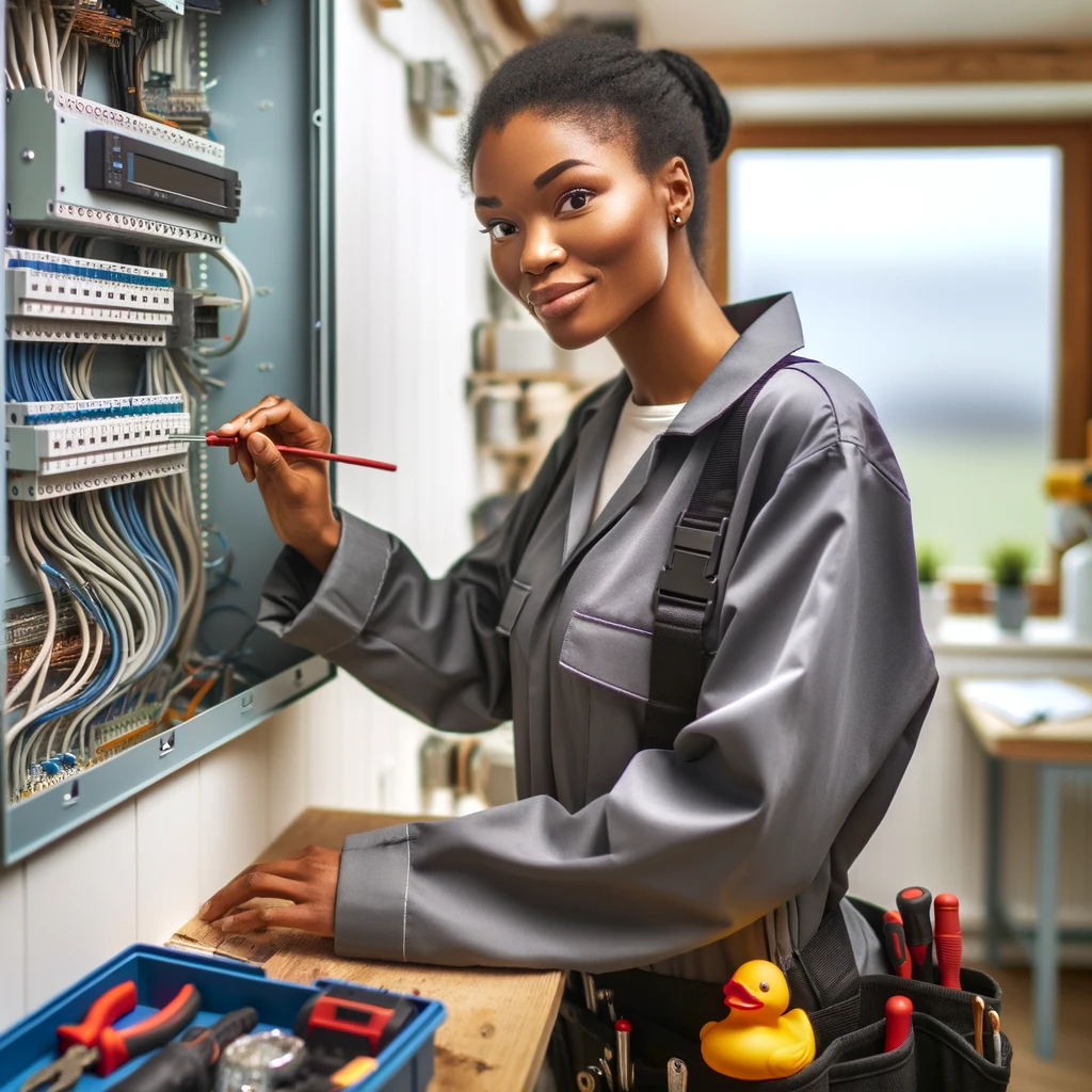 Electrician repairing electrical system